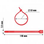 Abraçadeira de Nylon 3,5 x 140mm Vermelho 100 Peças Ajax A11093