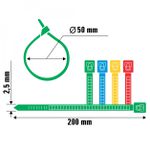 Abraçadeira de Nylon 2,5 x 200mm Coloridas 40 Peças Ajax A11096