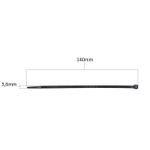 Abraçadeira de Nylon 3,6 x 140mm Preta com 100 Peças Fertak