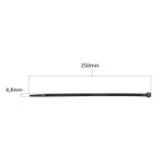 Abraçadeira de Nylon 4,8 x 250mm Preta com 100 Peças Eda 9YV