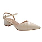 SCARPIN DE NOIVA SALTO BAIXO COM TRANÇADO SM OFF WHITE