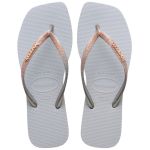 Chinelo Havaianas Slim Square Glitter-Cinza Gelo