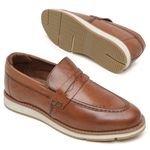 Sapato Casual Masculino Loafer de Couro Caramelo 158