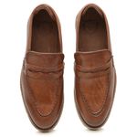 Sapato Casual Masculino Loafer de Couro Caramelo 158