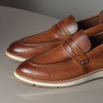 Sapato Casual Masculino Loafer de Couro Caramelo 158