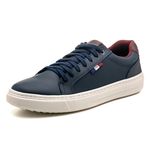 Tênis Masculino Em Couro Marinho Fork 16040