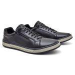 Tênis Sapatênis Masculino Couro Preto Ziper Lateral Fork 50231