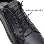 Tênis Sapatênis Masculino Couro Preto Ziper Lateral Fork 50231