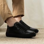 Tênis Masculino Em Couro Preto New Black 60402
