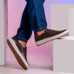 Tênis Sapatênis Casual Slip On Masculino Sintético Café CRE0075 