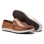 Mocassim Masculino Clássico Em Couro Taupe M22