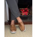 Mocassim Masculino Clássico Em Couro Taupe M22