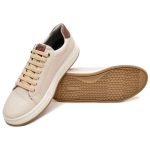 Tênis Sapatênis Masculino Zíper Elástico Palmilha Gel Sintético Off White TO3000
