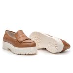 Mocassim Feminino Tratorado Aproprie Fringe Moderno Estiloso Confortável Caramelo