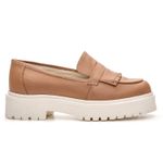 Mocassim Feminino Tratorado Aproprie Fringe Moderno Estiloso Confortável Caramelo