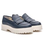 Mocassim Feminino Tratorado Aproprie Fringe Moderno Estiloso Confortável Marinho