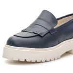 Mocassim Feminino Tratorado Aproprie Fringe Moderno Estiloso Confortável Marinho