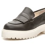 Mocassim Feminino Tratorado Aproprie Fringe Moderno Estiloso Confortável Musgo