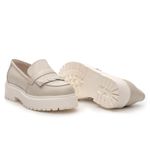Mocassim Feminino Tratorado Aproprie Fringe Moderno Estiloso Confortável Off White