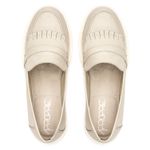 Mocassim Feminino Tratorado Aproprie Fringe Moderno Estiloso Confortável Off White
