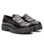Mocassim Feminino Tratorado Aproprie Fringe Moderno Estiloso Confortável Preto
