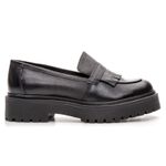 Mocassim Feminino Tratorado Aproprie Fringe Moderno Estiloso Confortável Preto