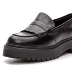 Mocassim Feminino Tratorado Aproprie Fringe Moderno Estiloso Confortável Preto
