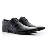 Sapato Social Estilo Italiano Em Couro Legítimo Com Cadarço Preto