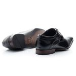 Sapato Social Estilo Italiano Em Couro Legítimo Com Cadarço Preto