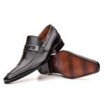 Sapato Masculino Loafer Social com Fivela Estilo Italiano em Couro