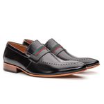 Sapato Loafer Social Masculino em Couro Estilo Italiano Com Gravata 