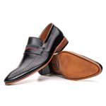 Sapato Loafer Social Masculino em Couro Estilo Italiano Com Gravata 