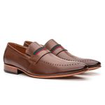 Sapato Loafer Social Masculino em Couro Estilo Italiano Com Gravata 