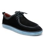 Sapato Casual Couro Legítimo Nobuck Preto Sola Transparente Forro de Couro
