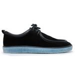 Sapato Casual Couro Legítimo Nobuck Preto Sola Transparente Forro de Couro