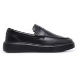 Sapato Mocassim Master All Black Couro Preto Sola Alta Preta