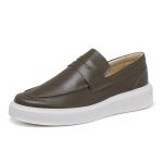 Sapato Loafer Mocassim Master Couro Verde Oliva