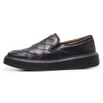 Slip On Couro Tressê All Black Cloud
