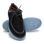 Sapato Casual Couro Legítimo Nobuck Preto Sola Transparente Forro de Couro