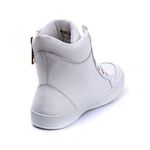 Tênis Sneaker Feminino Couro Legitimo Branco Calçado Fitness