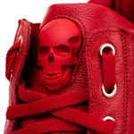 Tênis Sneaker Unissex Couro Legitimo Vermelho Calçado Fitness