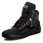 Tênis Sneaker Unissex Couro Legitimo Preto Calçado Fitness