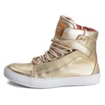 Tênis Sneaker Dragon Feminino Couro Legitimo Dourado 