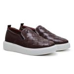 Slip On Couro Tressê Café Cloud