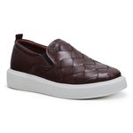 Slip On Couro Tressê Café Cloud