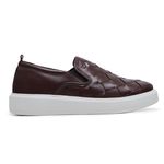 Slip On Couro Tressê Café Cloud