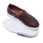 Slip On Couro Tressê Café Cloud