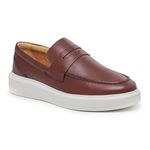 Sapato Masculino Mocassim Master Couro Café Sola Alta Branca Berlutini 
