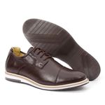 Sapato Derby Masculino Couro Legítimo Café Forro de Couro Badplay 