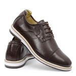 Sapato Derby Masculino Couro Legítimo Café Forro de Couro Badplay 